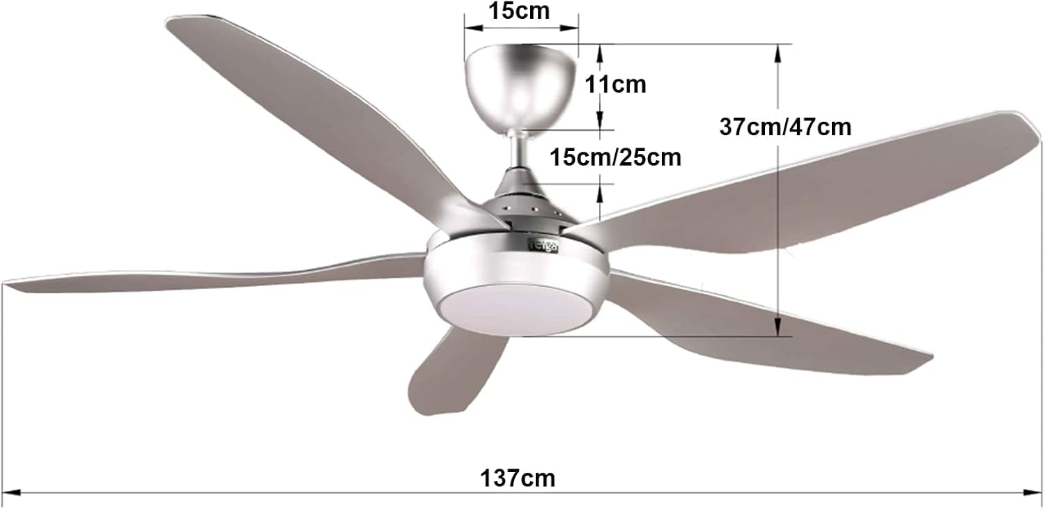 Reiga 137cm Smart Ceiling Fan | Dimmable LED & Remote Control Silver