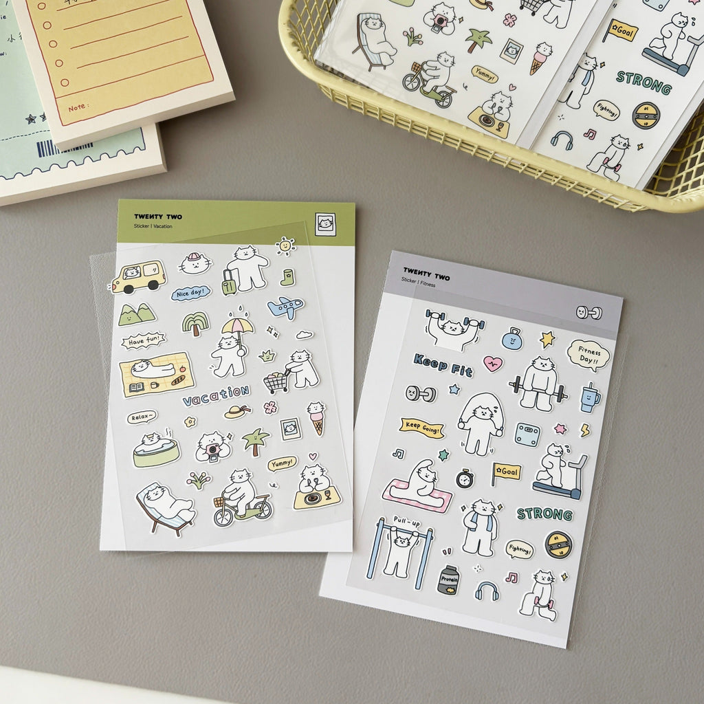 Mini Kitty Summer Sticker Sheet for Planners by LuLuFun Studio