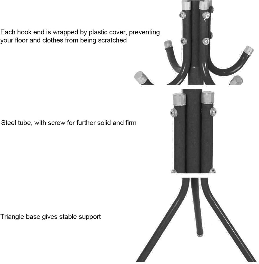 Massive Discounts Steel Standing Coat Rack – 12 Hooks, 68.5in, Black