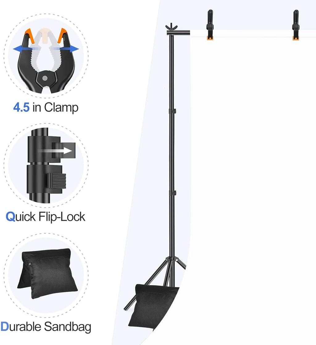 EMART 3x2.4m Backdrop Stand - Adjustable Photo Studio Support Kit