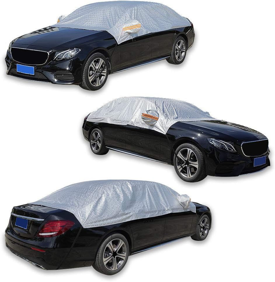 RunSnail Waterproof Half Car Cover | UV & Windproof Sedan Cover, 185"