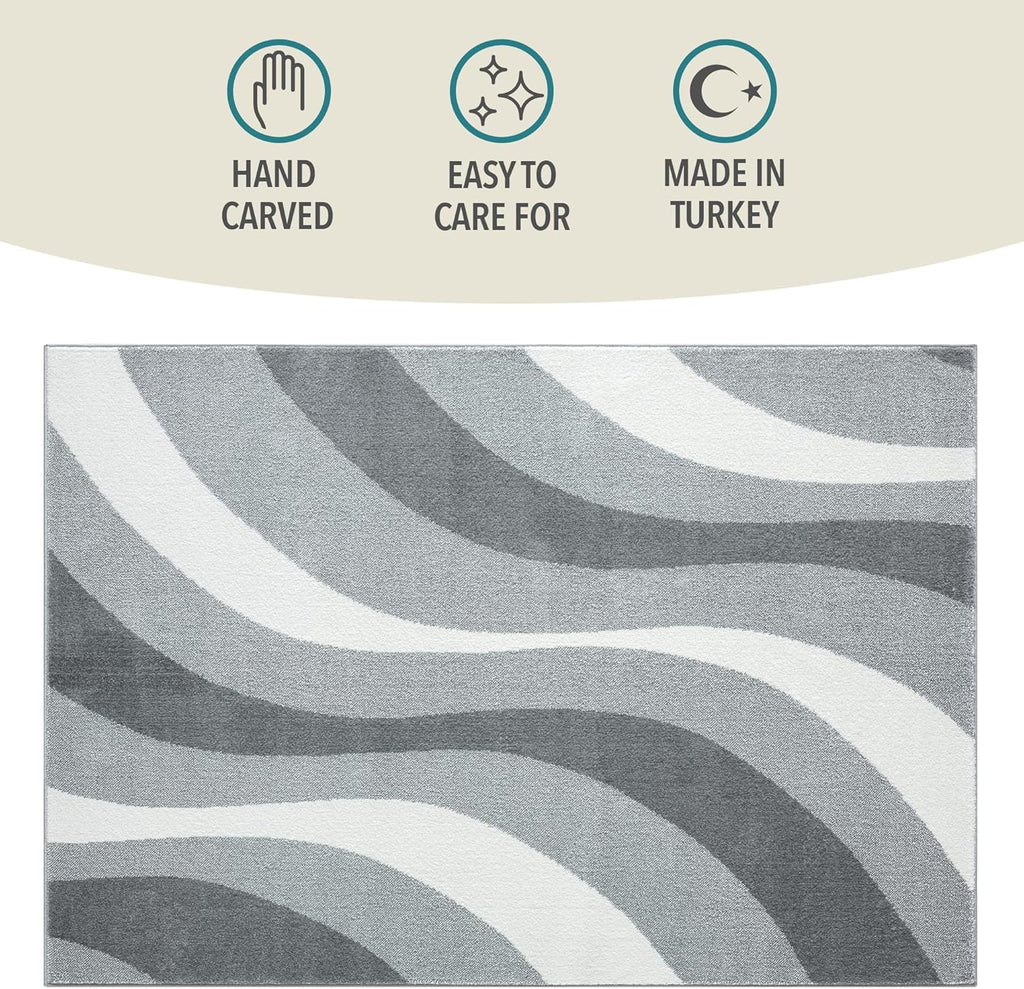 Massive Discounts Swirl Pattern Area Rug – 160x230cm Modern Short Pile