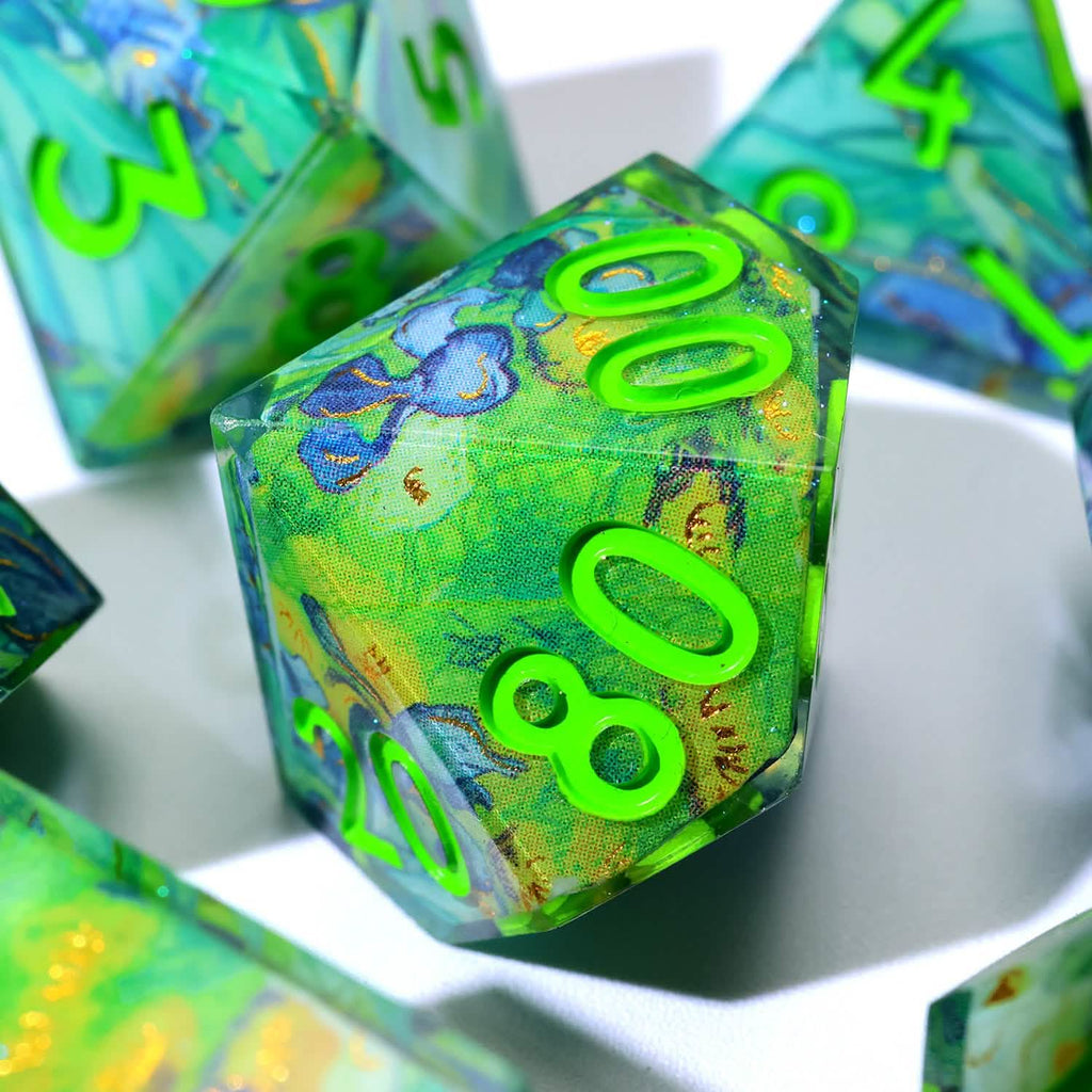 Bluemorn Grove | Sharp Edge Dice | Resin | 7 Piece Set