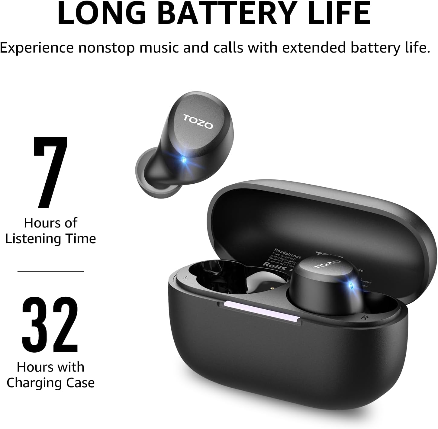 TOZO A1 Wireless Earbuds - Bluetooth 5.3 HiFi Stereo Sport Headphones