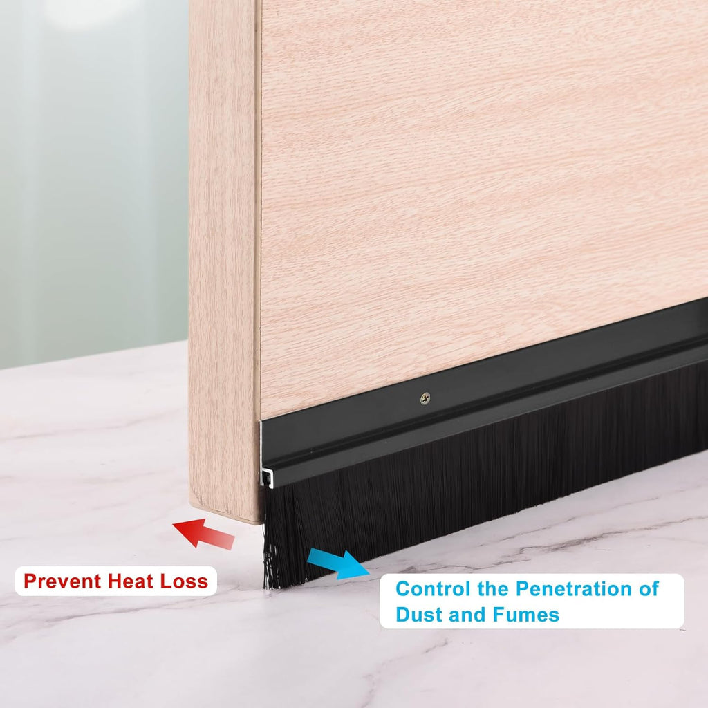 Sourcing Map H-Shape Door Brush Bottom Sweep | 120cm Black Nylon 2Pcs