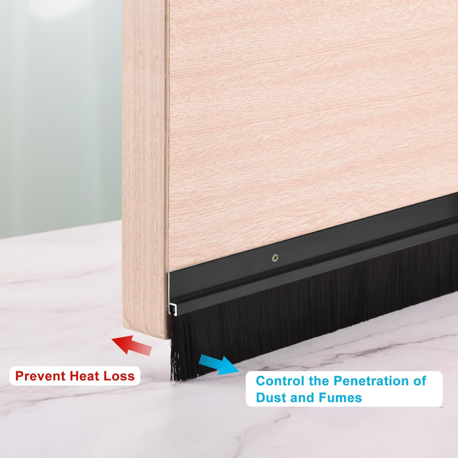 Sourcing Map H-Shape Door Brush Bottom Sweep | 120cm Black Nylon 2Pcs