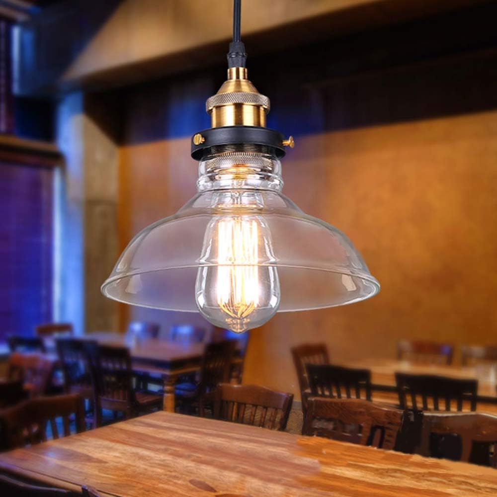 Glighone Industrial Glass Pendant Light – Retro E27 Ceiling Lamp