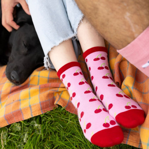 Swole Panda Cherry Bamboo Socks – Soft and Sustainable Patterned Socks