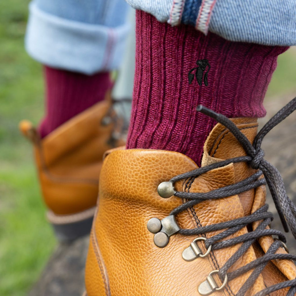 Swole Panda Burgundy Bamboo Boot Socks – Thick Knit Thermal Hosiery