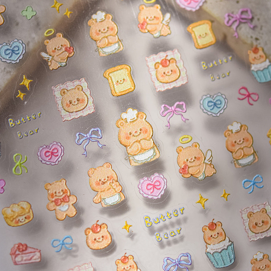 LuLuFun Studio Butter Bear 5D Nail Deco Sticker - DIY Nail Art Decals