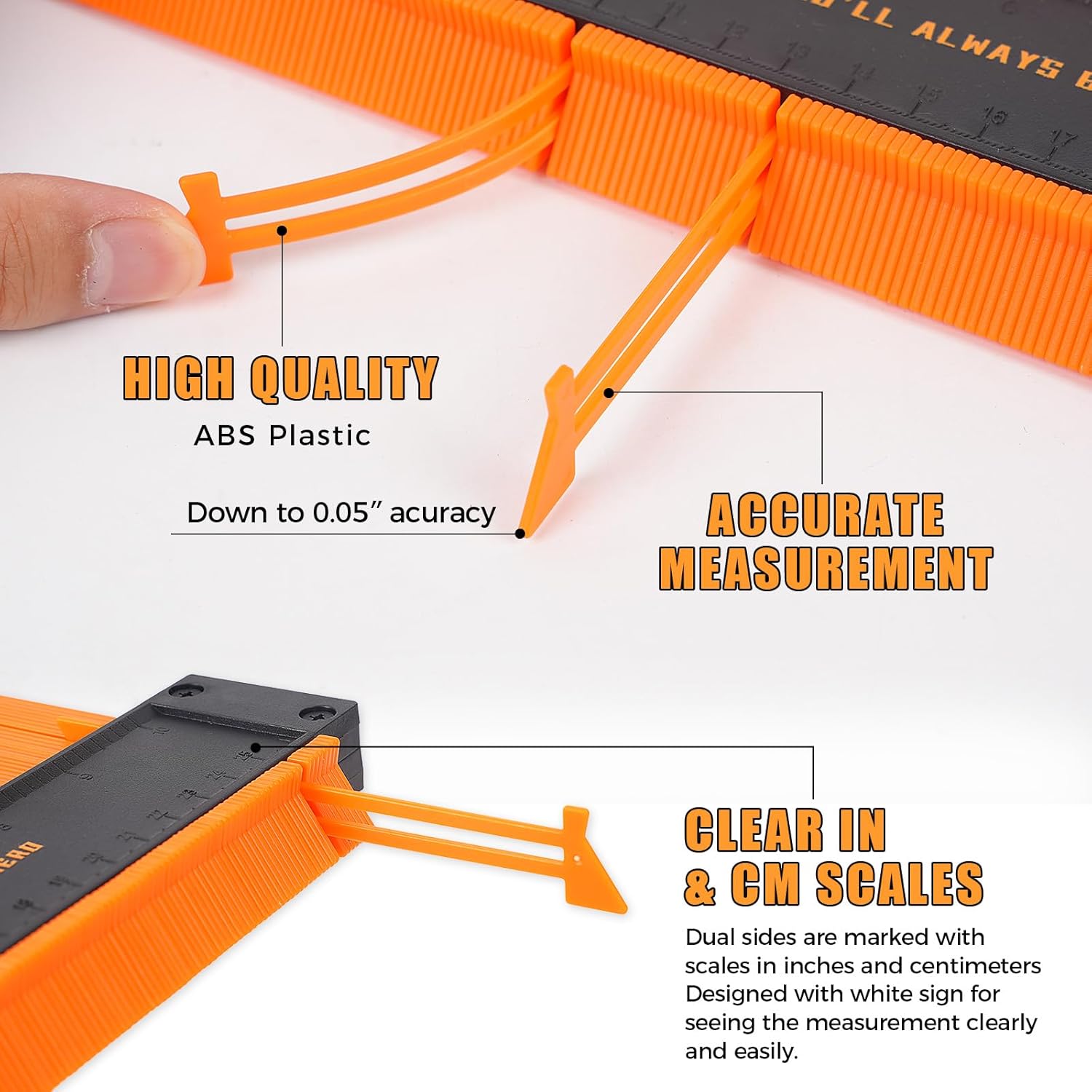 Charfia 10 Inch Contour Gauge | Adjustable Profile Ruler with Lock