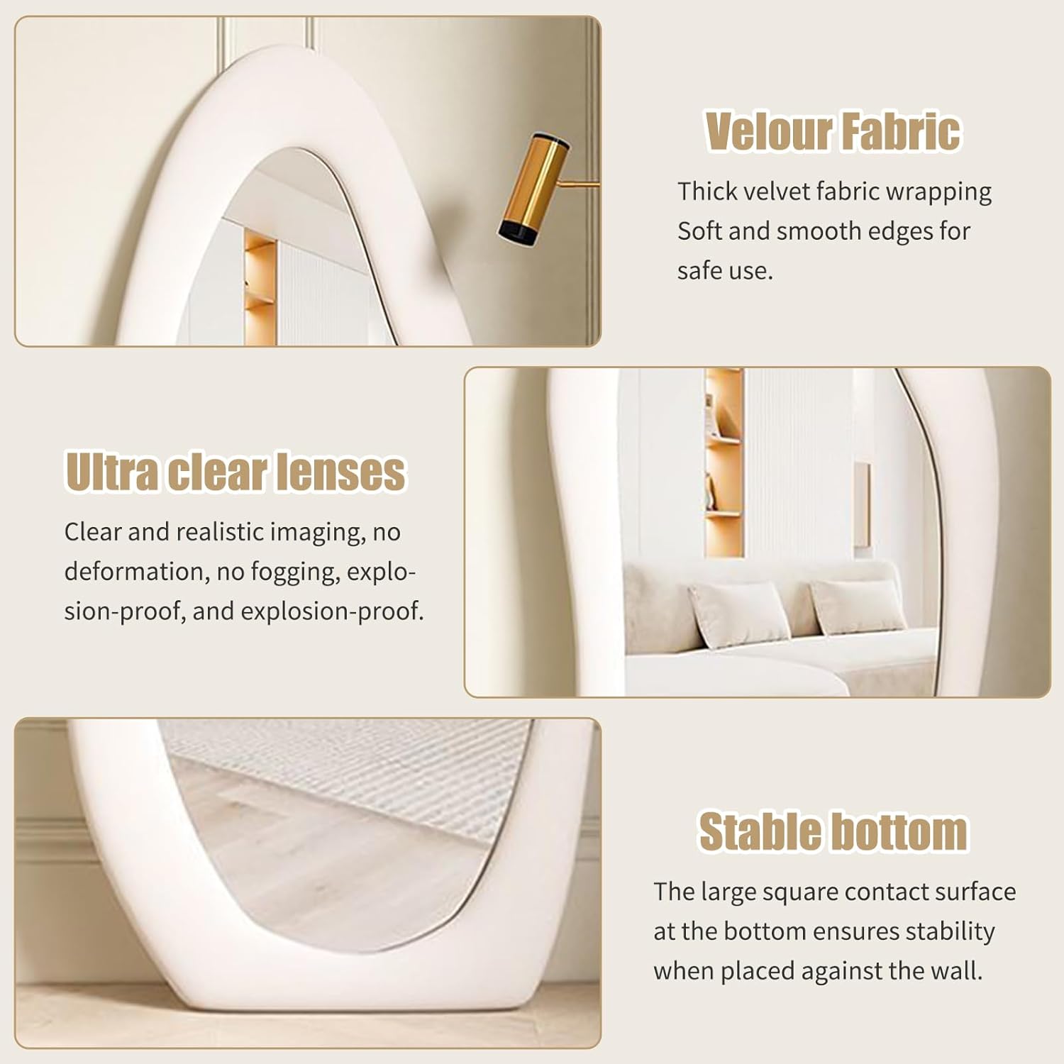 CEIEVER Asymmetrical Wavy Full Length Mirror | 168x68cm Floor Standing