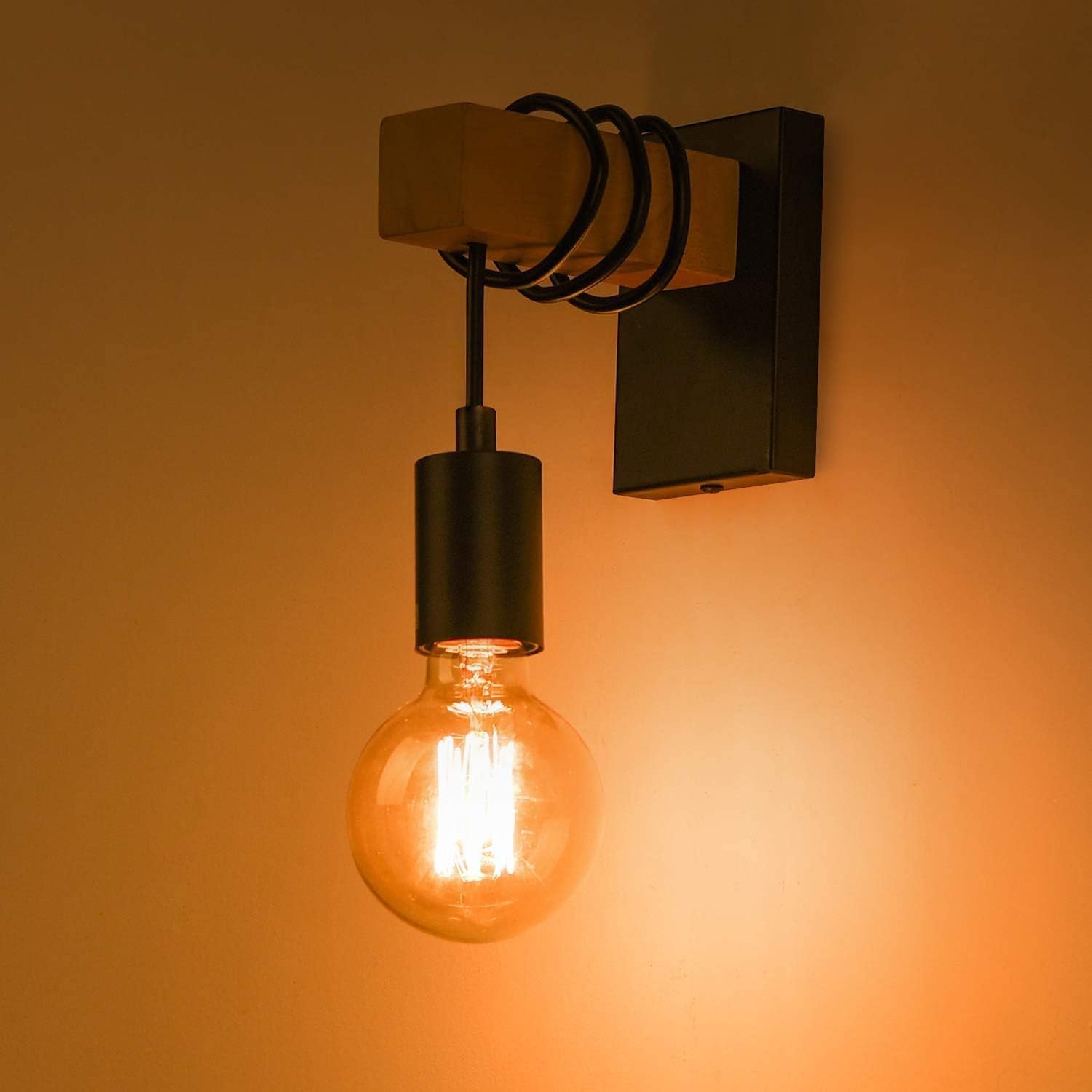 Massive Discounts Wooden Wall Sconce – 2 Pack Industrial E27 Light