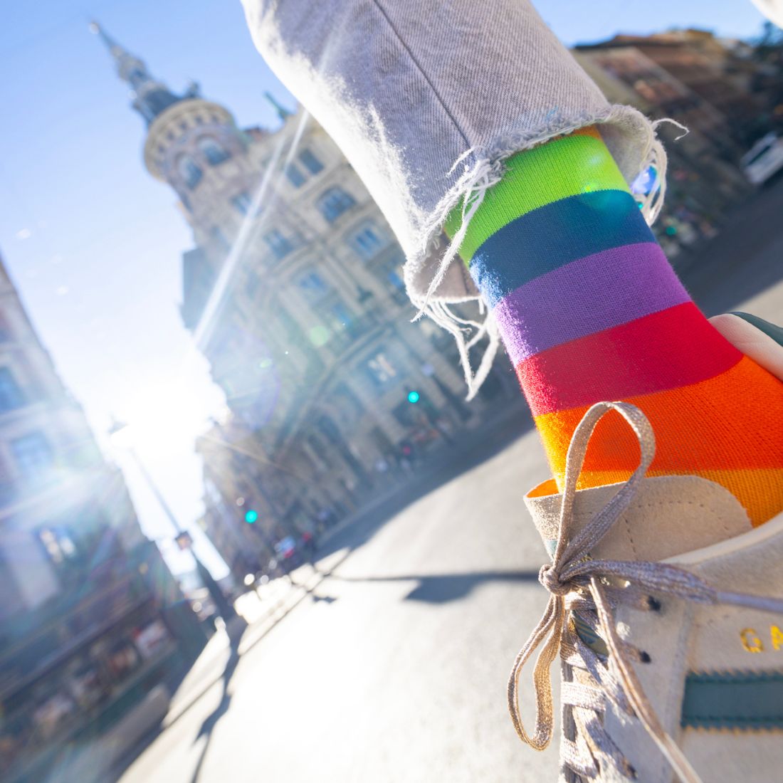 Swole Panda Rainbow Stripe Bamboo Socks | Matching Adult & Child