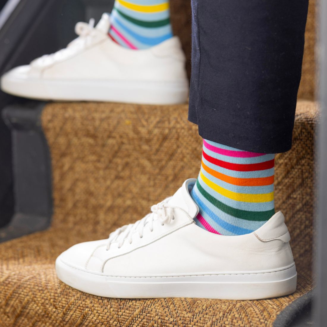 Swole Panda Pastel Striped Bamboo Socks – Soft and Breathable Blend