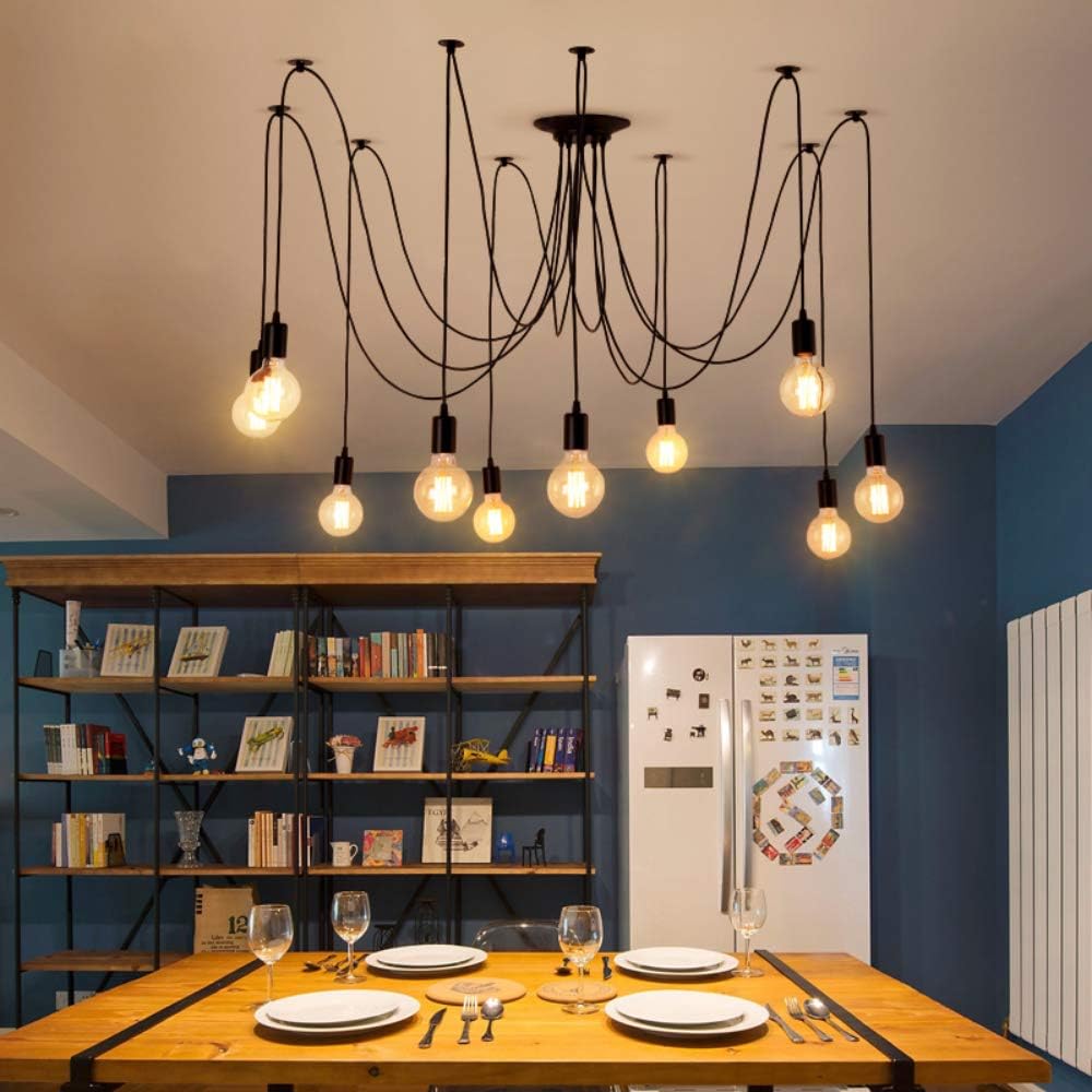 Lightsjoy 10-Socket Spider Pendant Light – Retro Industrial Ceiling Lamp