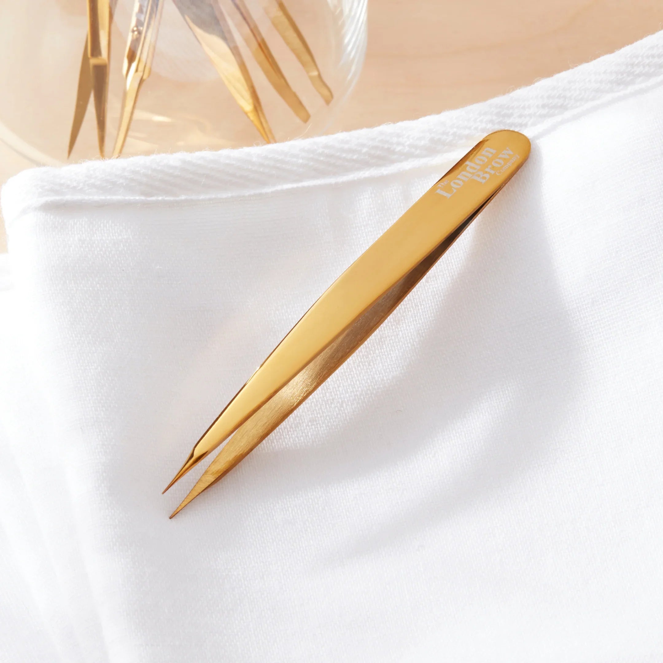London Brow Gold Pointed Precision Tweezers for Professional Shaping