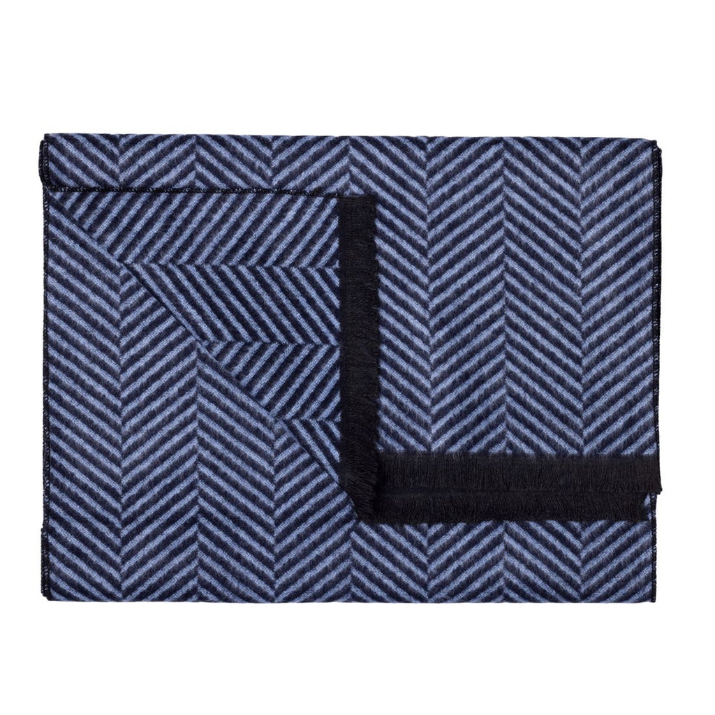Swole Panda Blue Herringbone Bamboo Scarf – Sustainable Luxury Neckwear