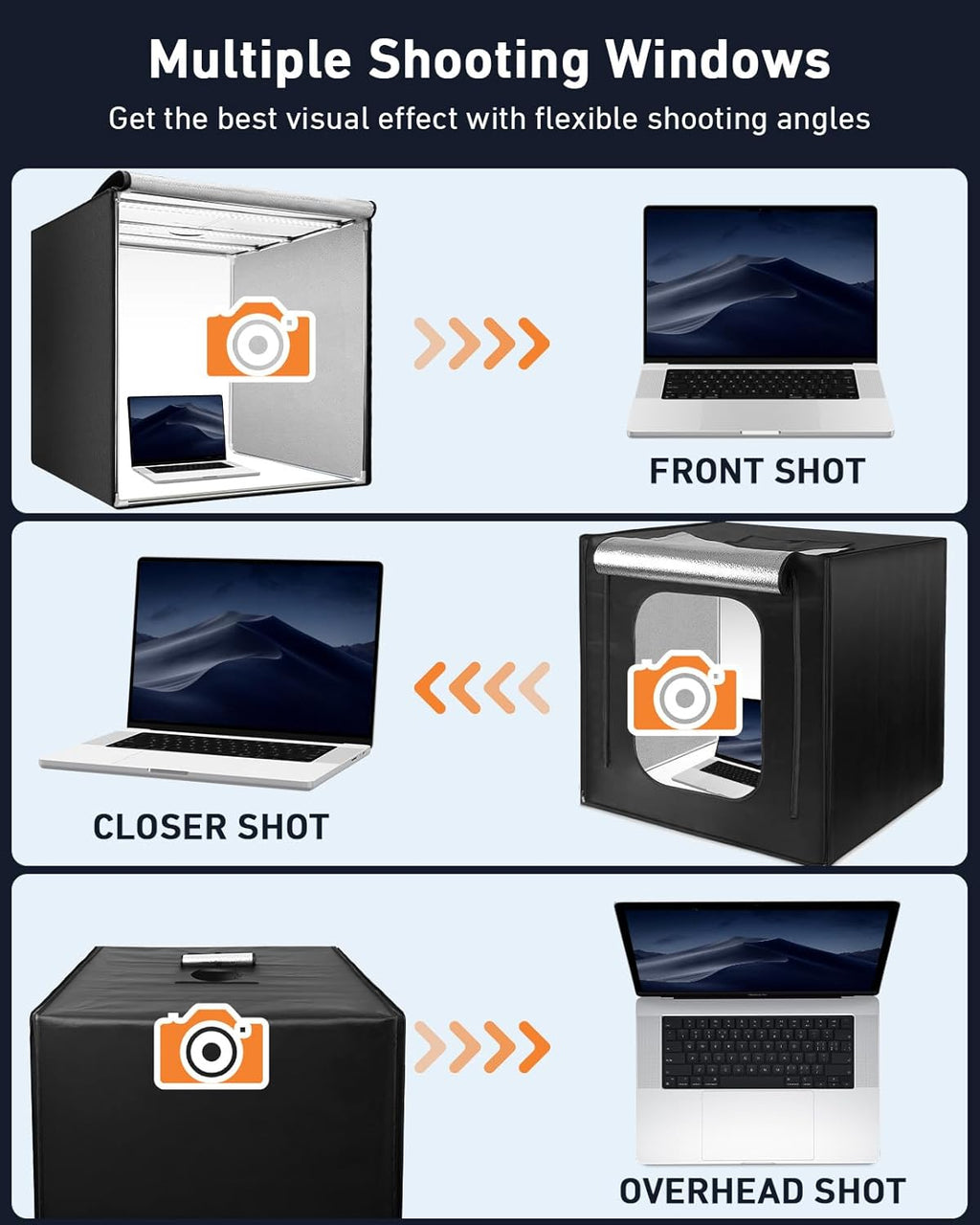 DUCLUS 80cm Photography Light Box | 5600K Dimmable LED Studio with 6 Backdrops
