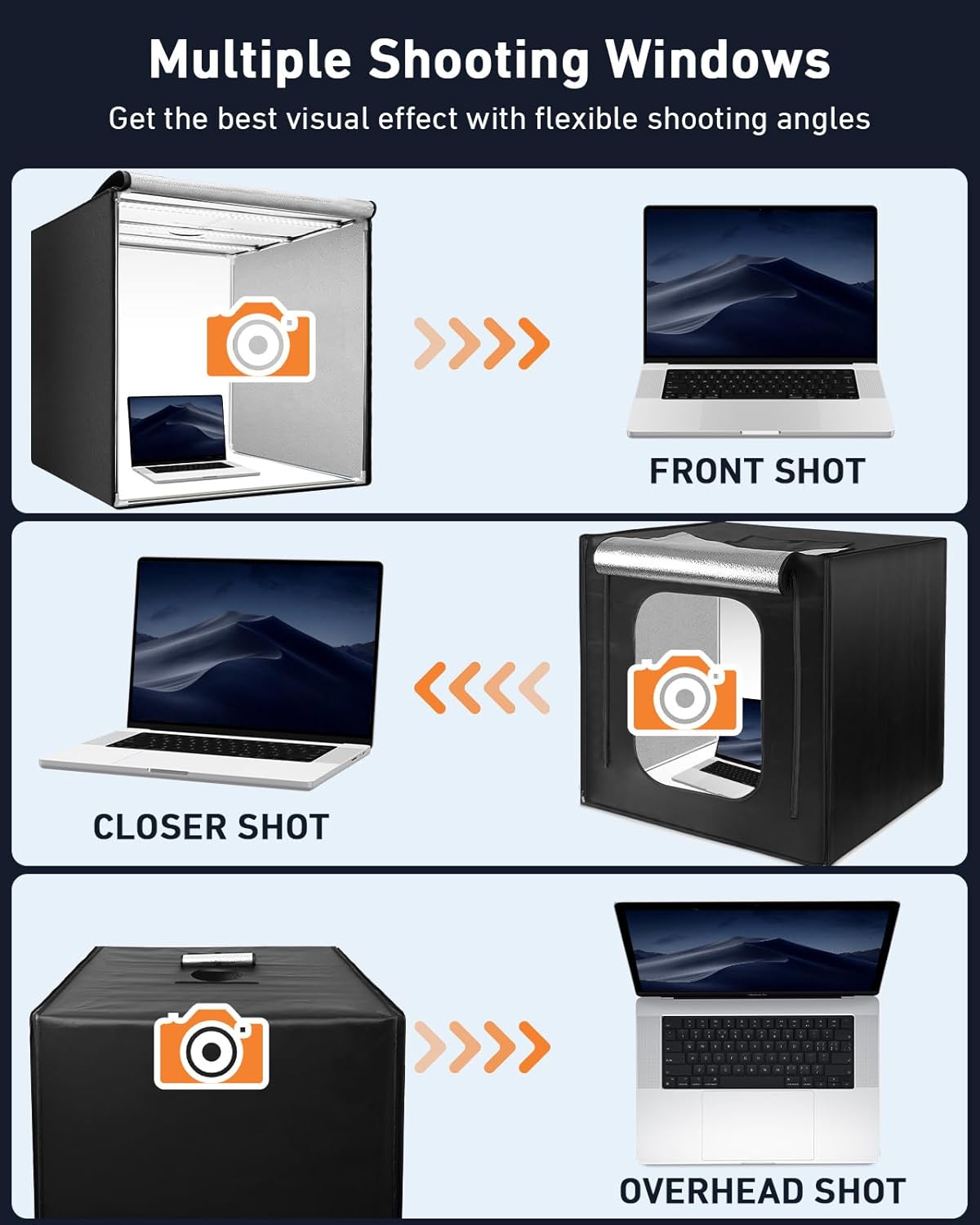 DUCLUS 80cm Photography Light Box | 5600K Dimmable LED Studio with 6 Backdrops