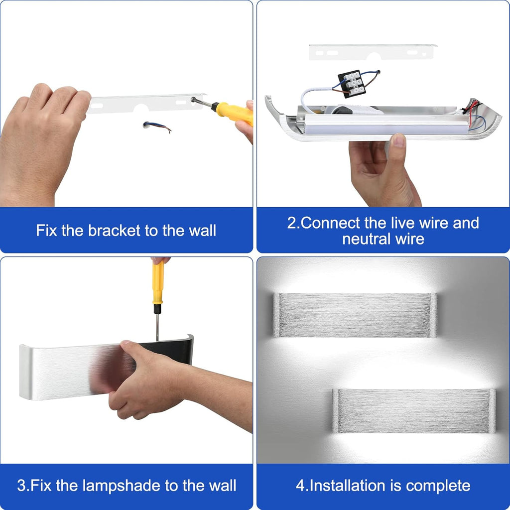 Massive Discounts LED Wall Light – 31cm Silver Aluminum Indoor Sconce