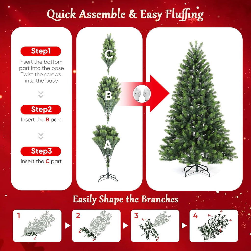 SALCAR 7ft Artificial Christmas Tree | 100% PE Full Bushy 210cm Tree