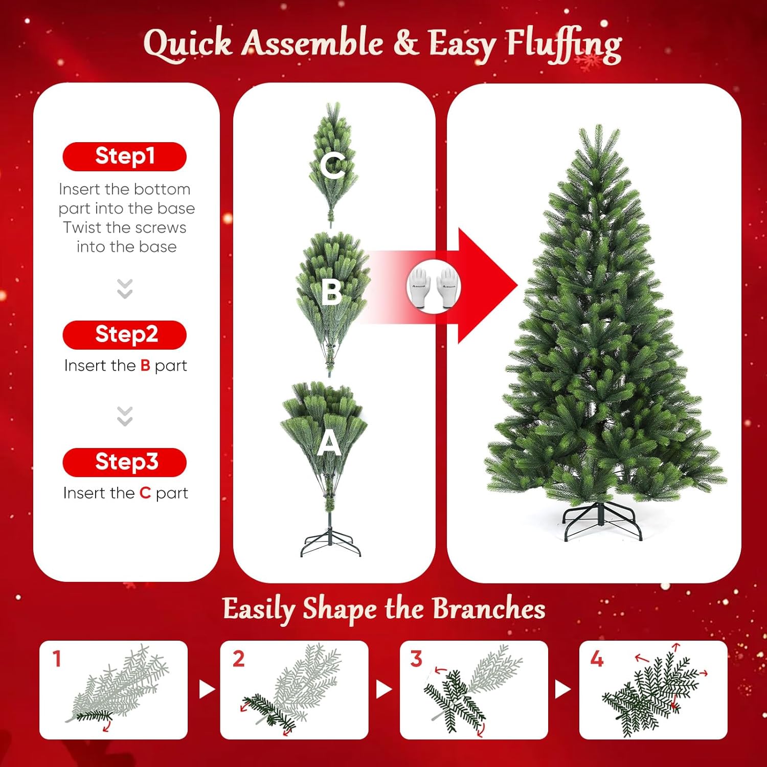 SALCAR 7ft Artificial Christmas Tree | 100% PE Full Bushy 210cm Tree