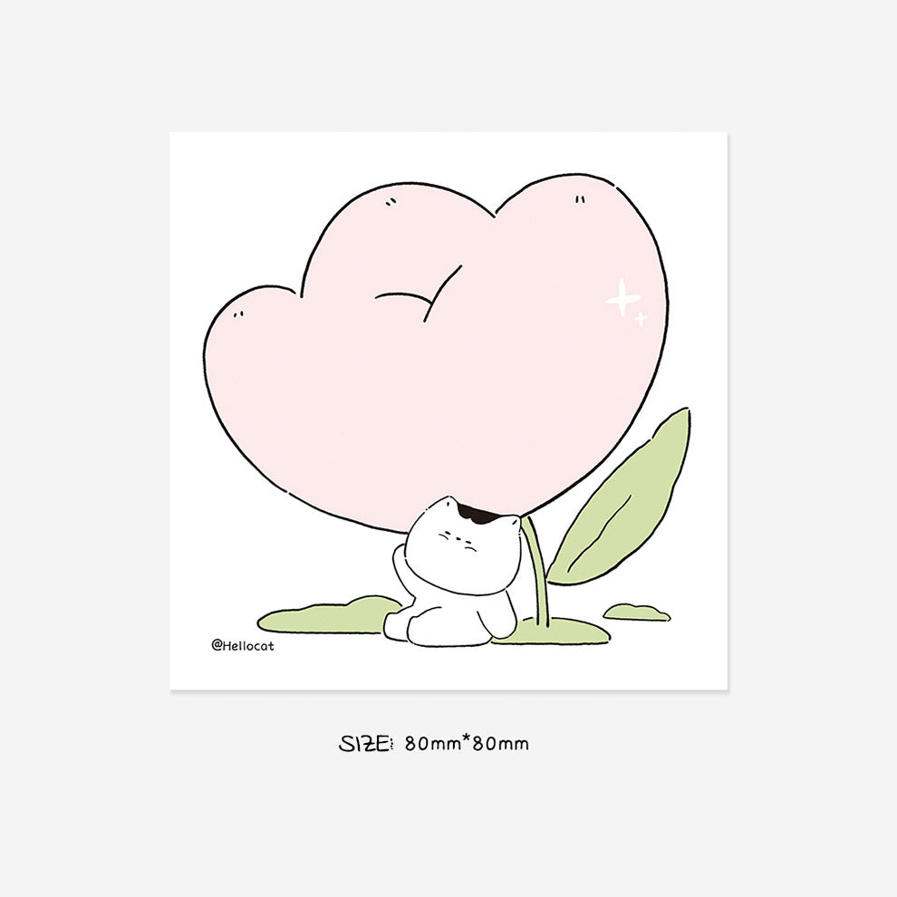Cat Memo Note Pad by LuLuFun Studio – Cute Floral Stationery, 50 Sheets