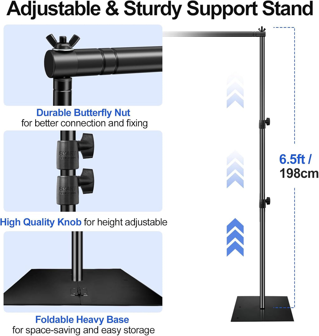 EMART Heavy Duty Backdrop Stand – 2x3m Adjustable Background Frame