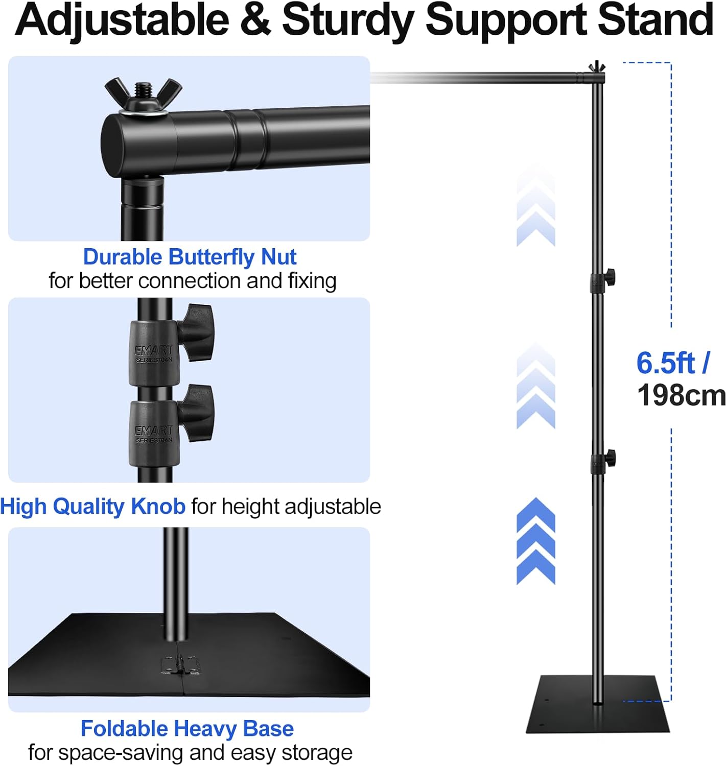 EMART Heavy Duty Backdrop Stand – 2x3m Adjustable Background Frame