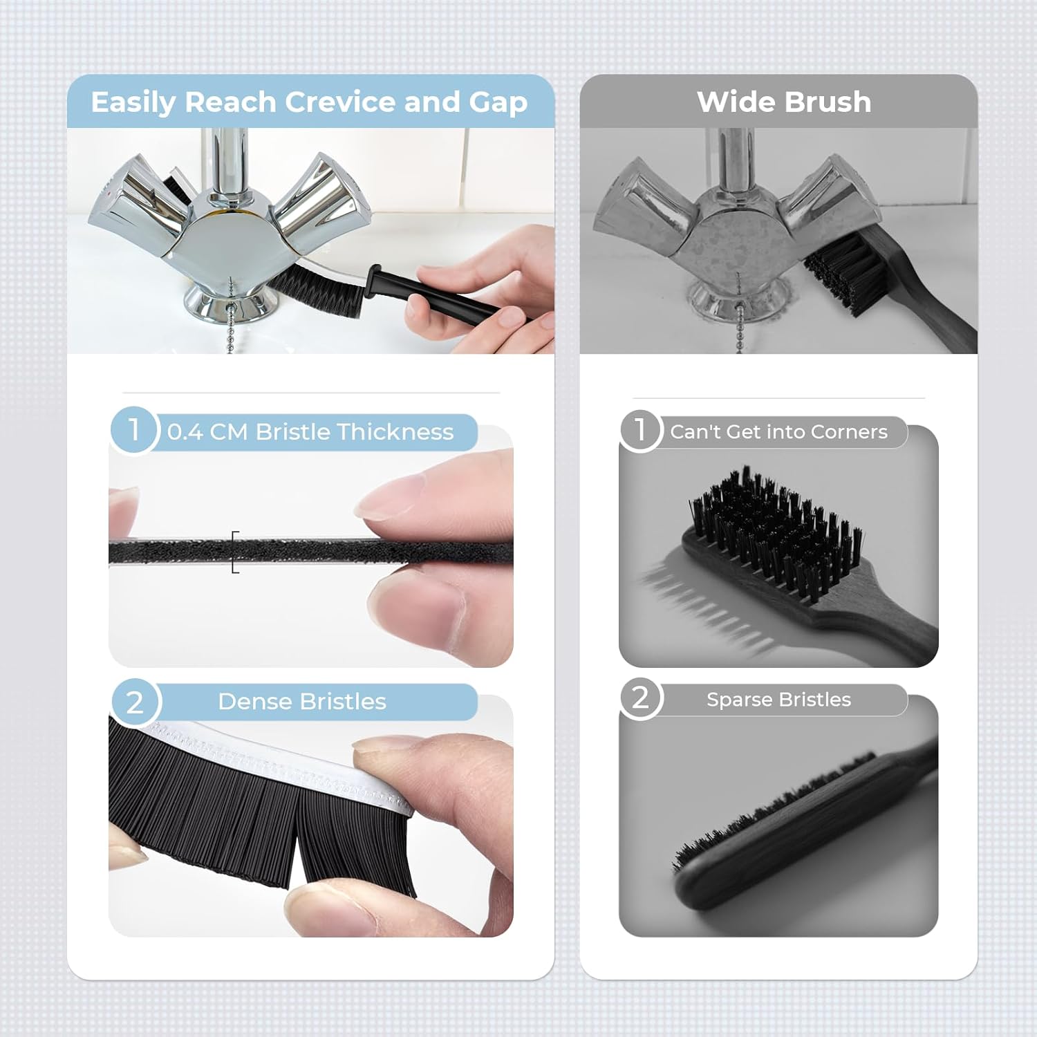 FOOGWEE Crevice Cleaning Brush Set | 6pcs Hard Bristle Grout Cleaner
