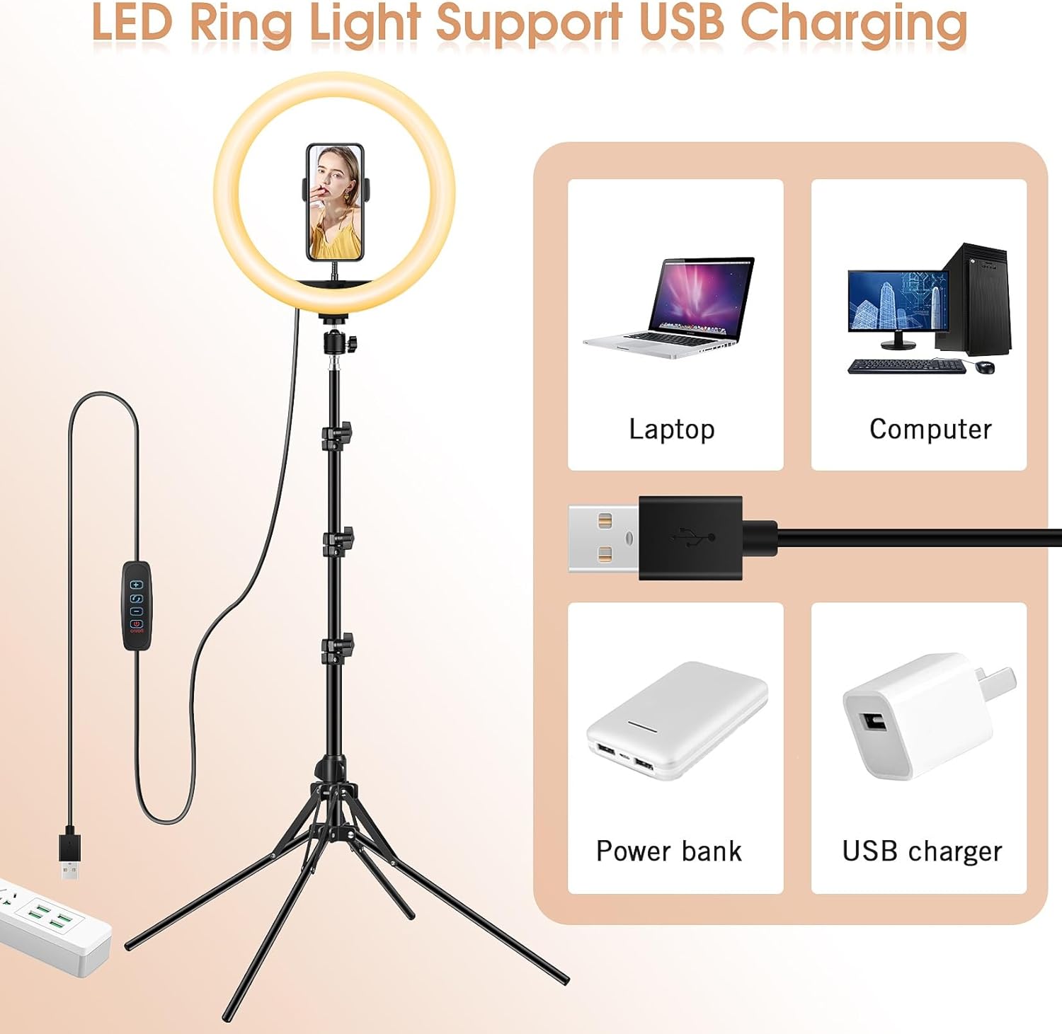 LIPETY 13'' Selfie Ring Light with Tripod Stand and Phone Holder