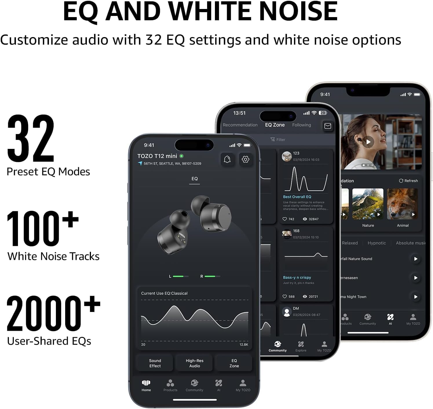 TOZO T12 Wireless Earbuds – Bluetooth 5.3 IPX8 Waterproof Headphones