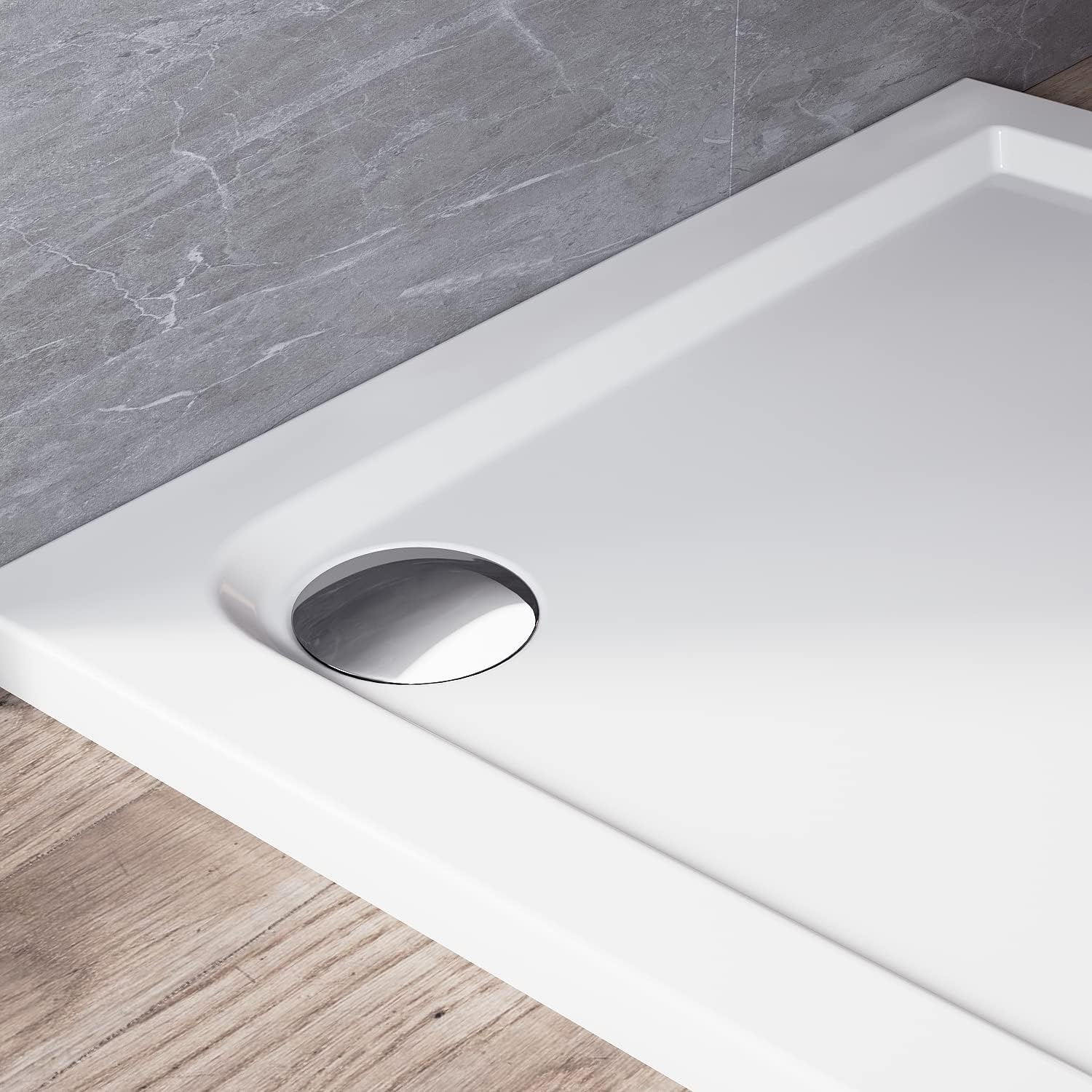 Elegant Square Stone Shower Tray 760x760x40mm with Waste Trap