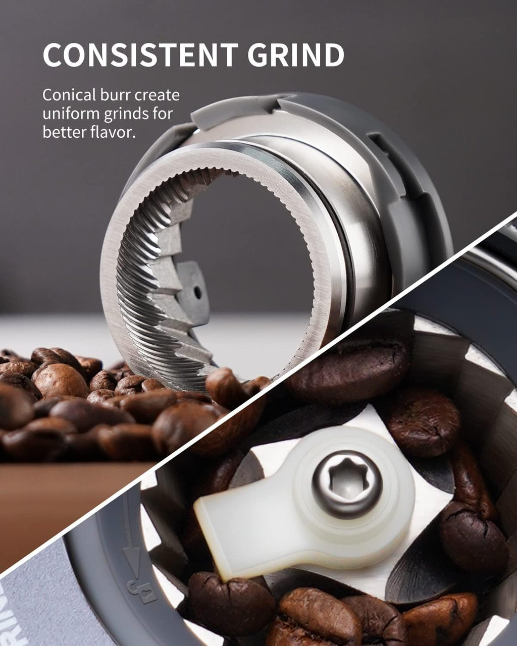 Shardor Conical Burr Electric Coffee Grinder – 51 Settings & Timer