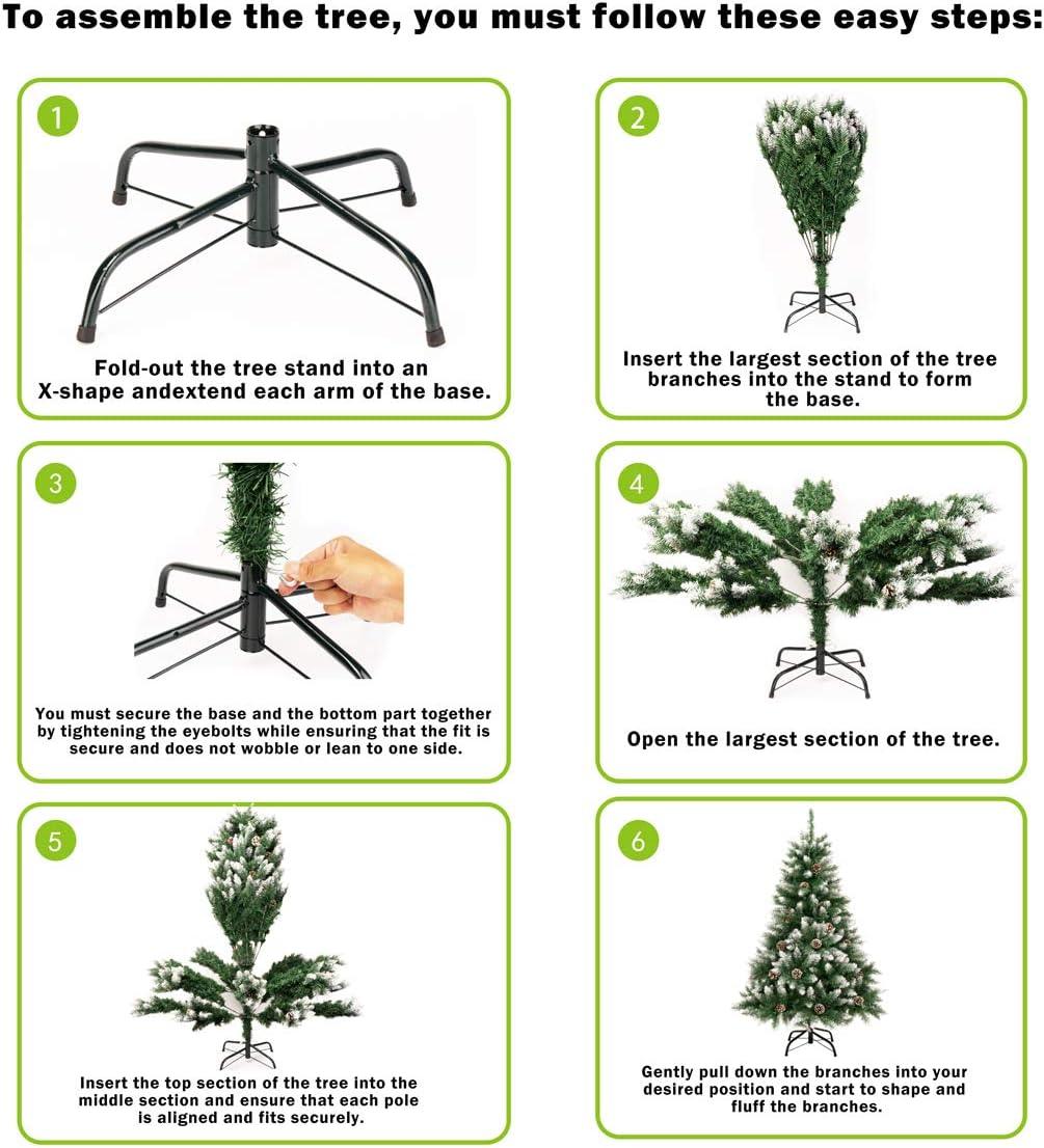 GIGALUMI 5FT Artificial Christmas Tree with Snow and Pine Cones