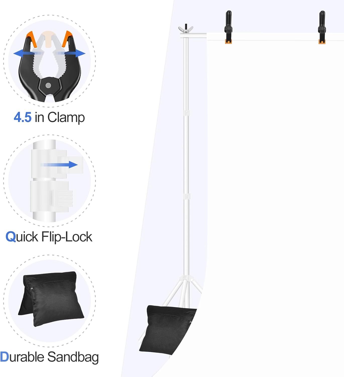EMART 2x3m Backdrop Stand Kit – Adjustable Photo Support with Bag