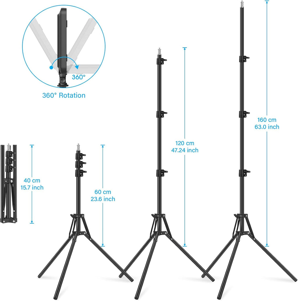 Obeamiu LED Video Light 2-Pack Kit | Dimmable Studio Panels with 63" Tripods