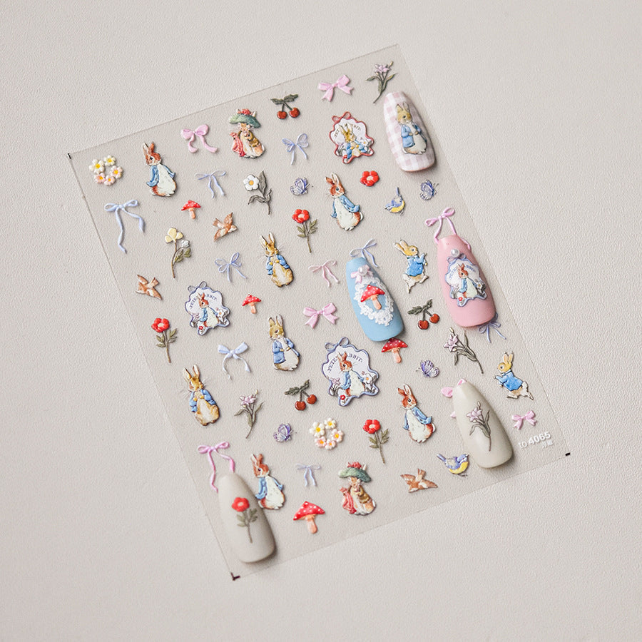 Bunny Nail Deco Stickers by LuLuFun Studio | Ultra-Thin Manicure Decals