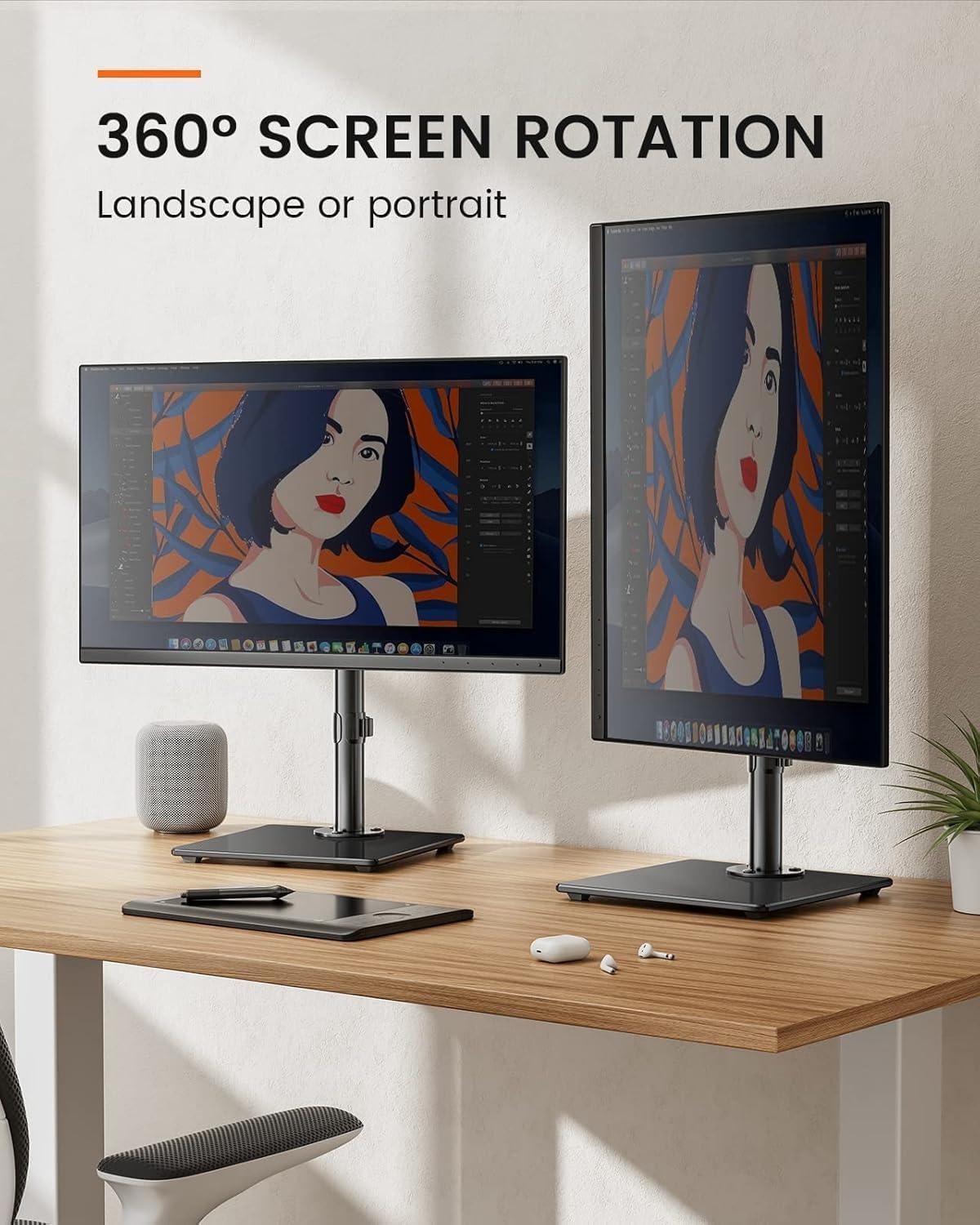 ErGear Single Monitor Stand – Freestanding VESA Mount for 13-32 Inch
