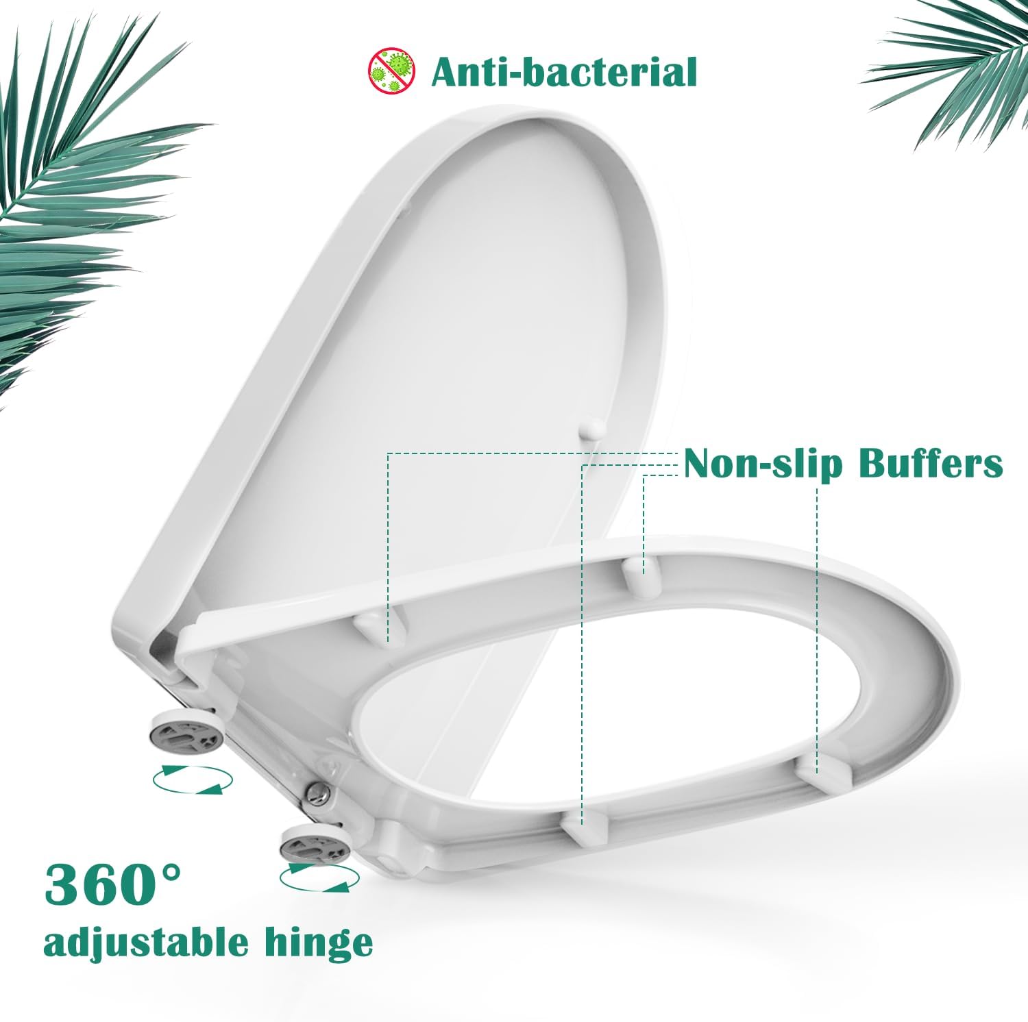 STOREMIC D-Shape Toilet Seat | Soft Close White PP Quick Release