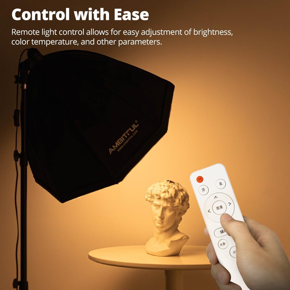 AMBITFUL AL-50 50W Bi-Color LED Softbox Studio Photography Lighting Kit