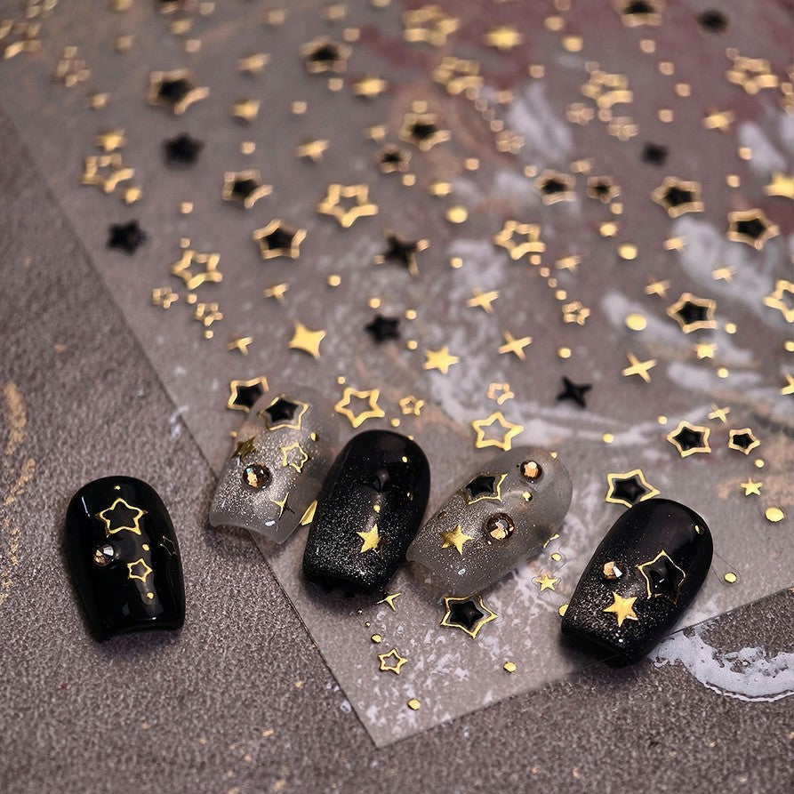 LuLuFun Studio Gold Star Nail Deco Stickers - Ultra-Thin DIY Nail Art