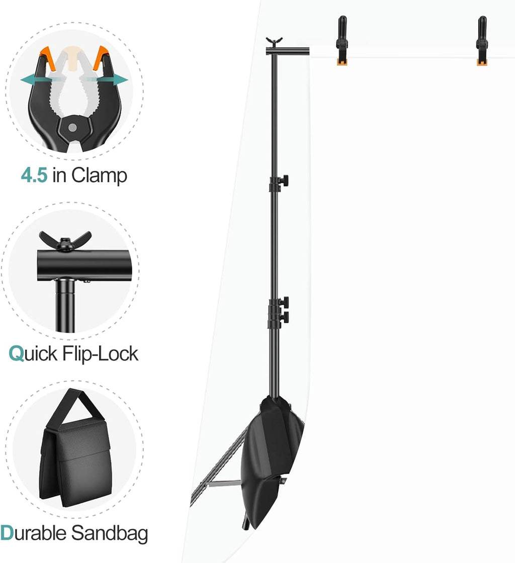 EMART 2.6x3m Backdrop Stand Kit | Adjustable Aluminum Photo Support