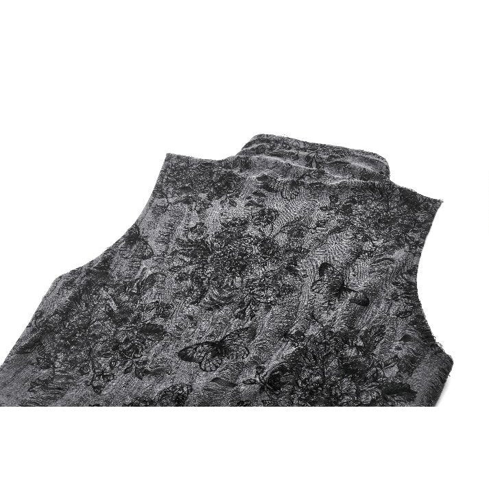 Dark in Love Grey Shredded Butterfly Print Halter Goth Top