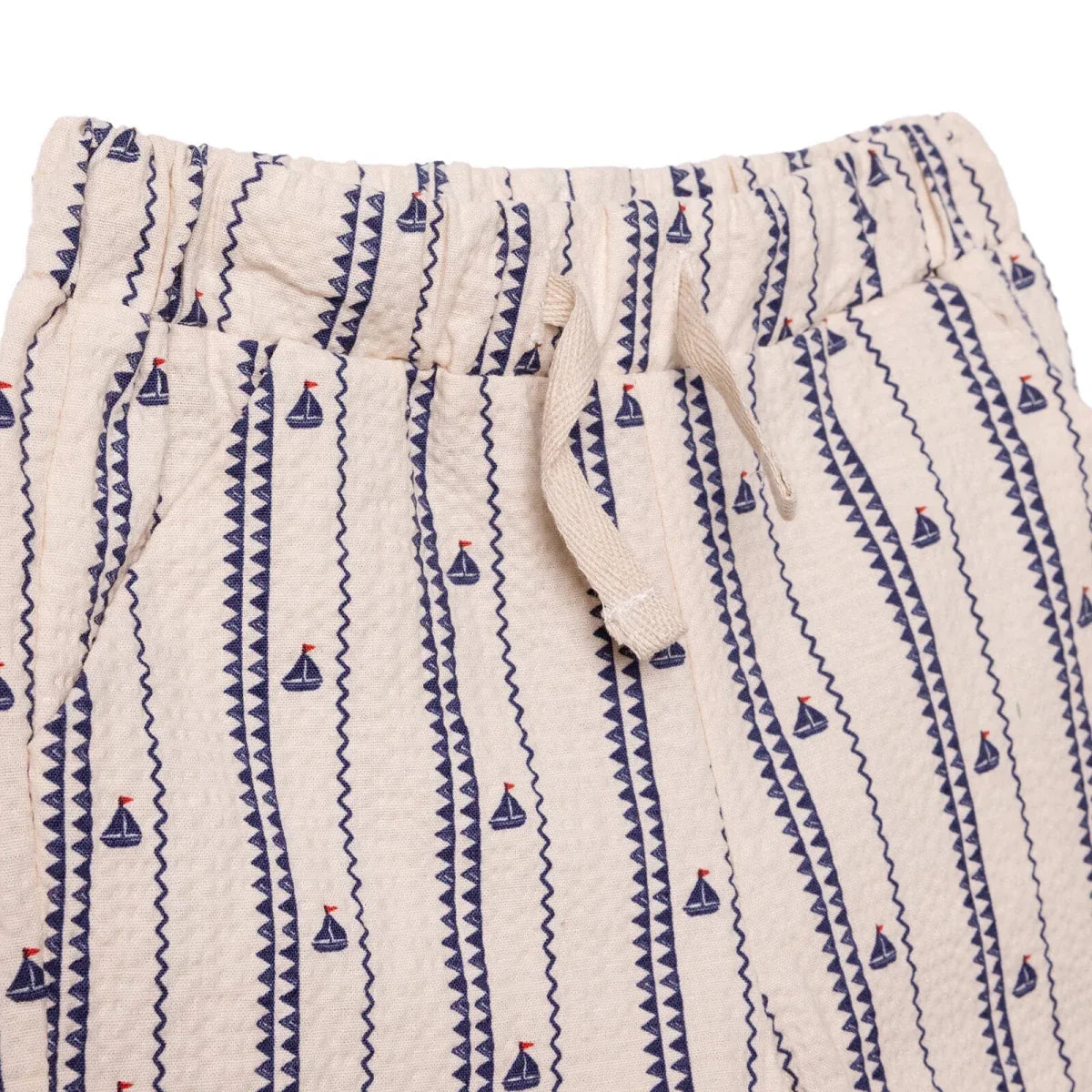 HelloBaby Boys Shirt & Shorts Set Buttoned Little Sailor Shirt Collar Above the Knee Short Sleeve - Ecru Printed