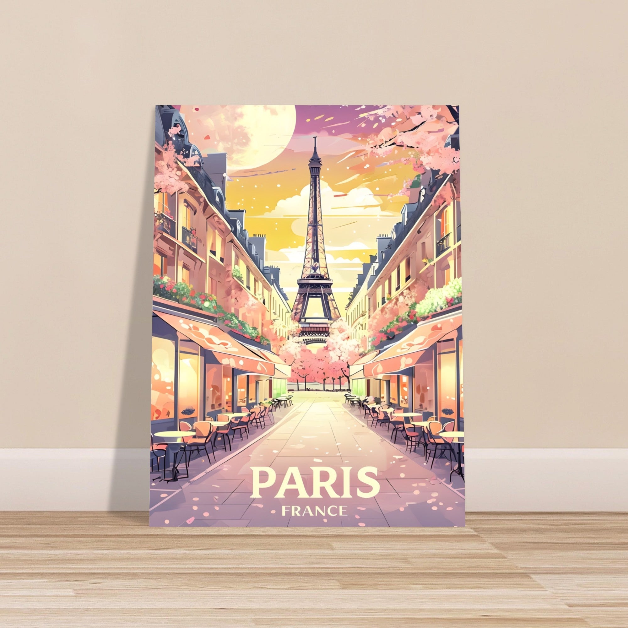 Paris Street Scene Wall Art - Eiffel Tower Sunset Print