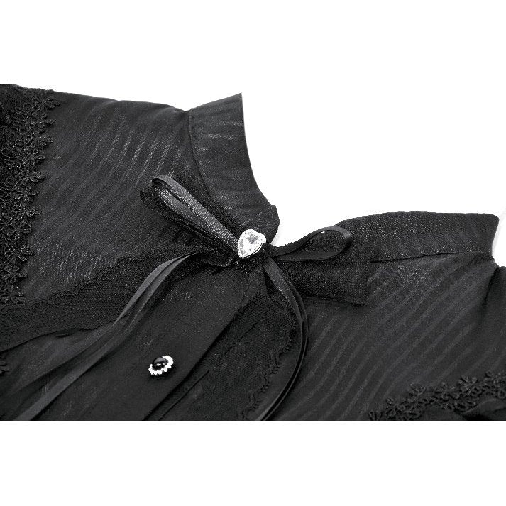 Dark in Love Lolita Bow-Trim Lace Dress | Gothic High-Low Evening Gown