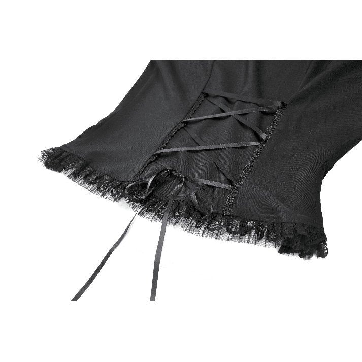 Dark in Love Courtly Cross Gem Gothic Blouse | Black Lace Puff Sleeve
