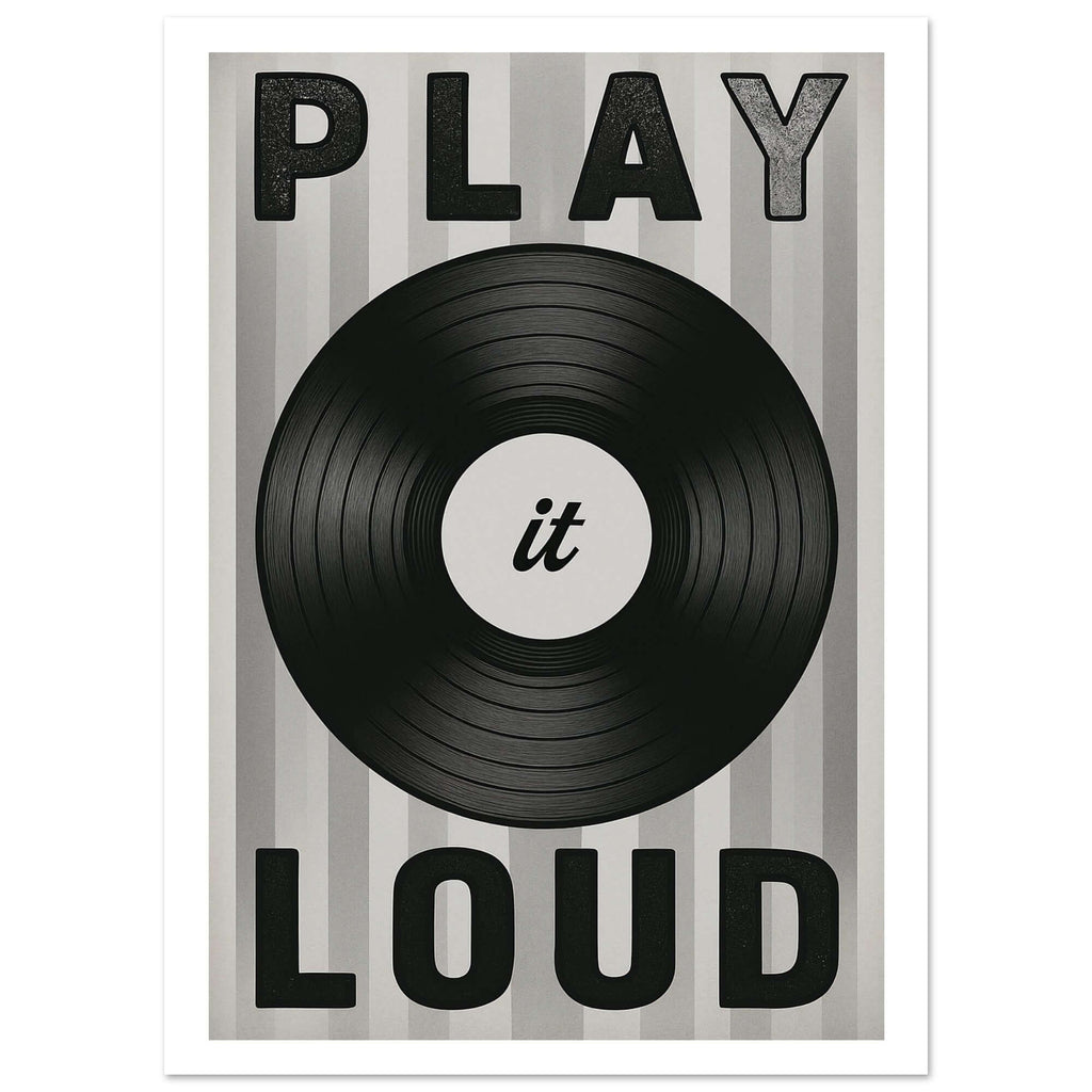 Play It Loud Vinyl Record Wall Art – Retro Music Poster for Studio & Home Decor
